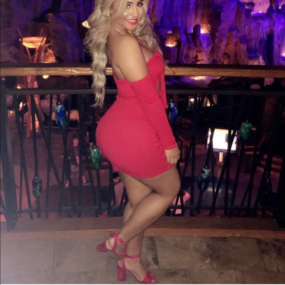 Red strappy heels